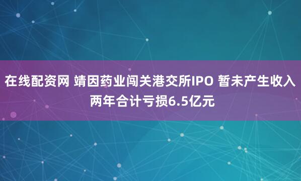 在线配资网 靖因药业闯关港交所IPO 暂未产生收入 两年合计亏损6.5亿元